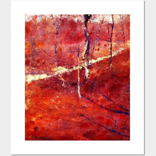 Landscape Painting Red Posters and Art